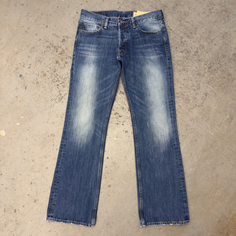 Hollister Y2K Boomer Low Rise Slim Bootcut Jeans 33x32 Medium Wash Button Fly